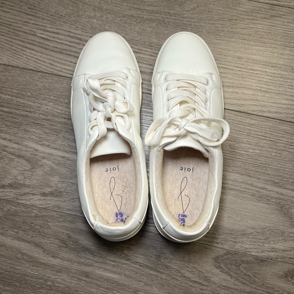 Joie White Faux Leather Sneakers Size 8.5 Women’s Casual Comfortable Everyday - Picture 4 of 12